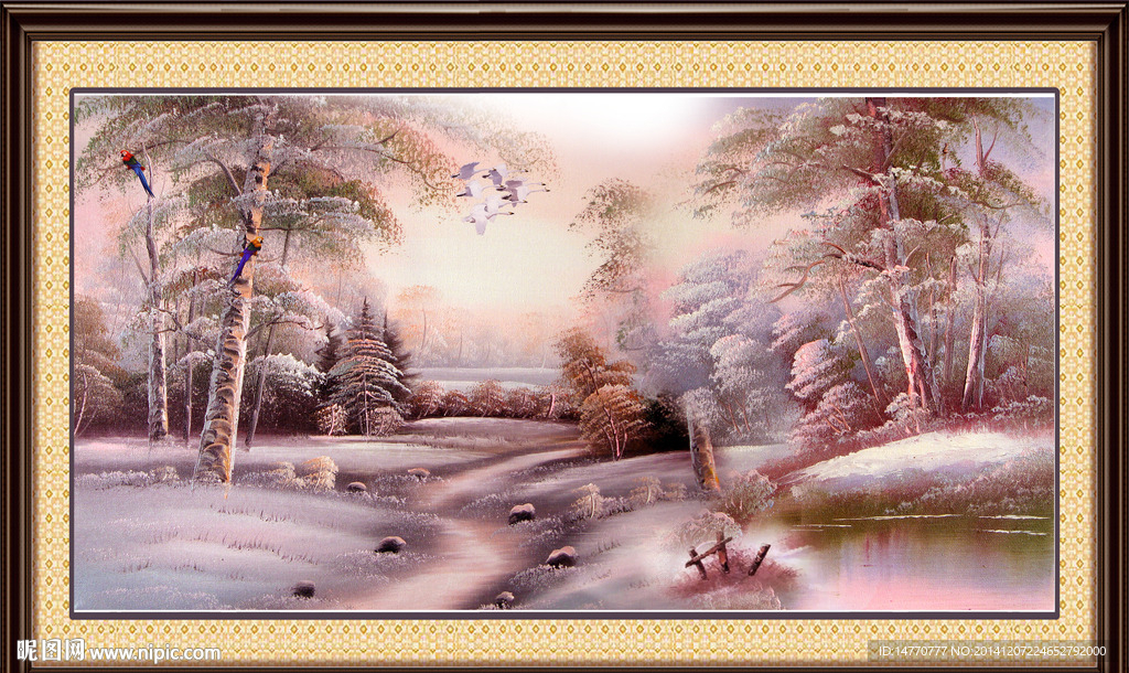 油画雪景装饰画