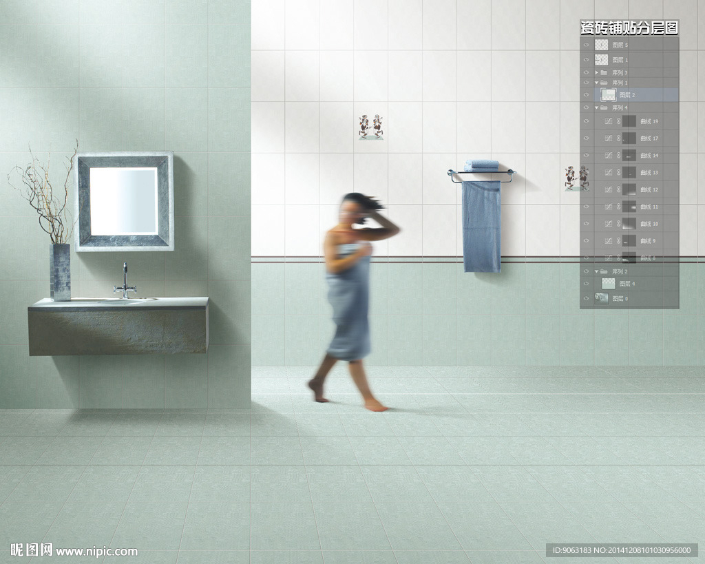 卫浴瓷砖铺贴分层