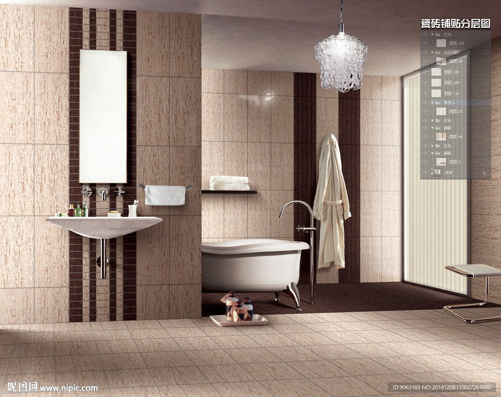 卫浴瓷砖铺贴分层