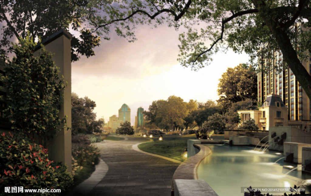 小区园林景观小品效果图