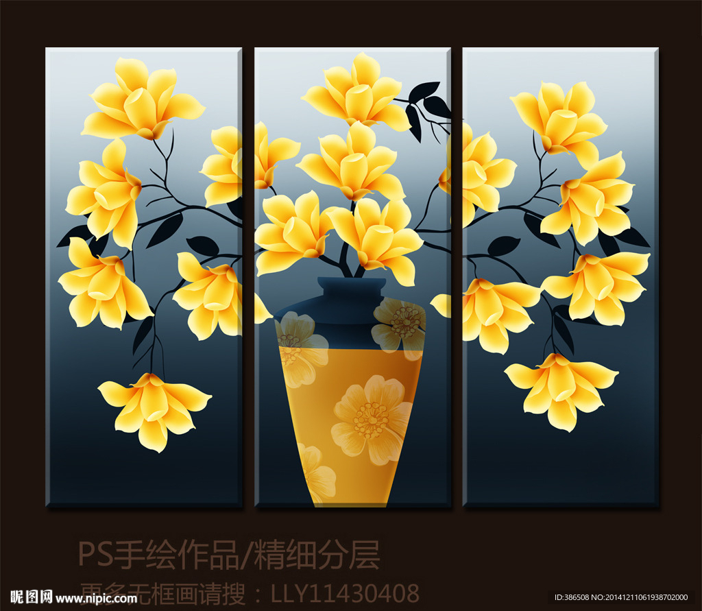 无框画　花卉　花瓶