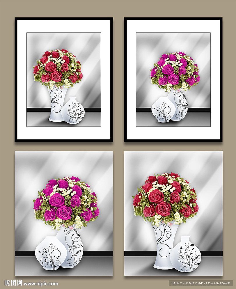 抽象花瓶花卉无框画