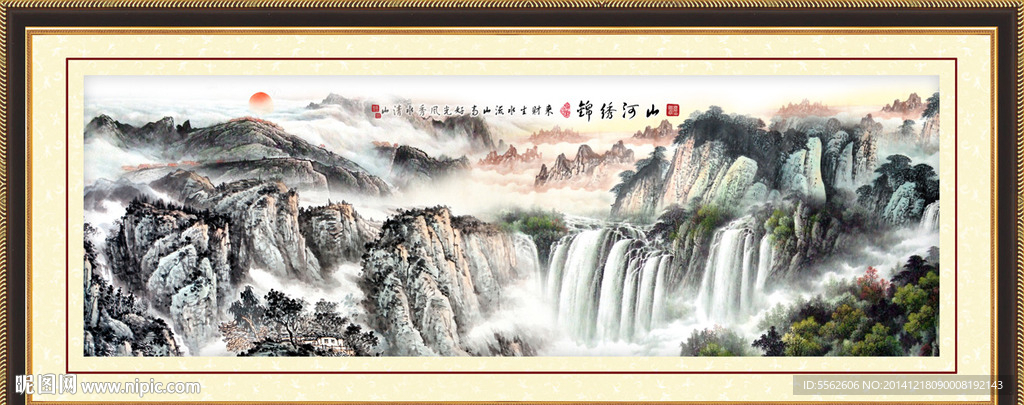 山水画装饰壁画