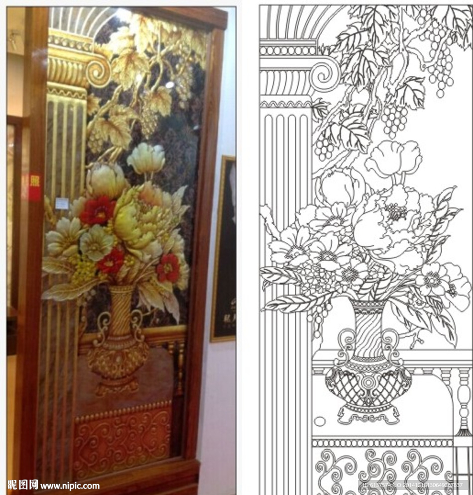 艺术玻璃-富贵满堂