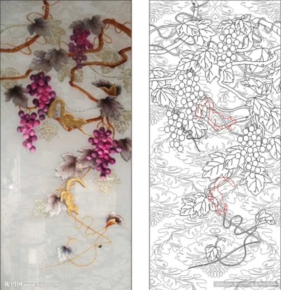艺术玻璃-葡萄松鼠