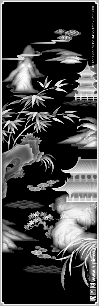 山水灰度图