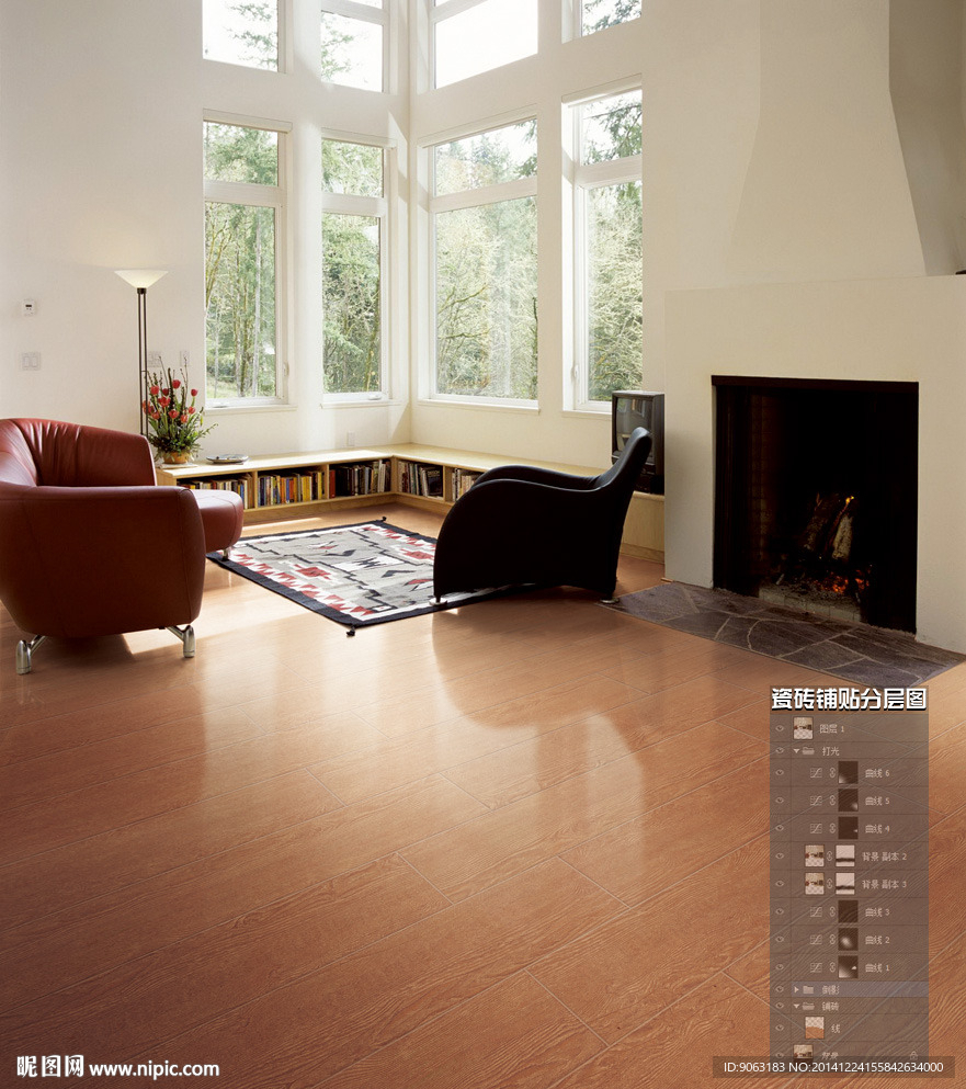 客厅瓷砖铺贴分层