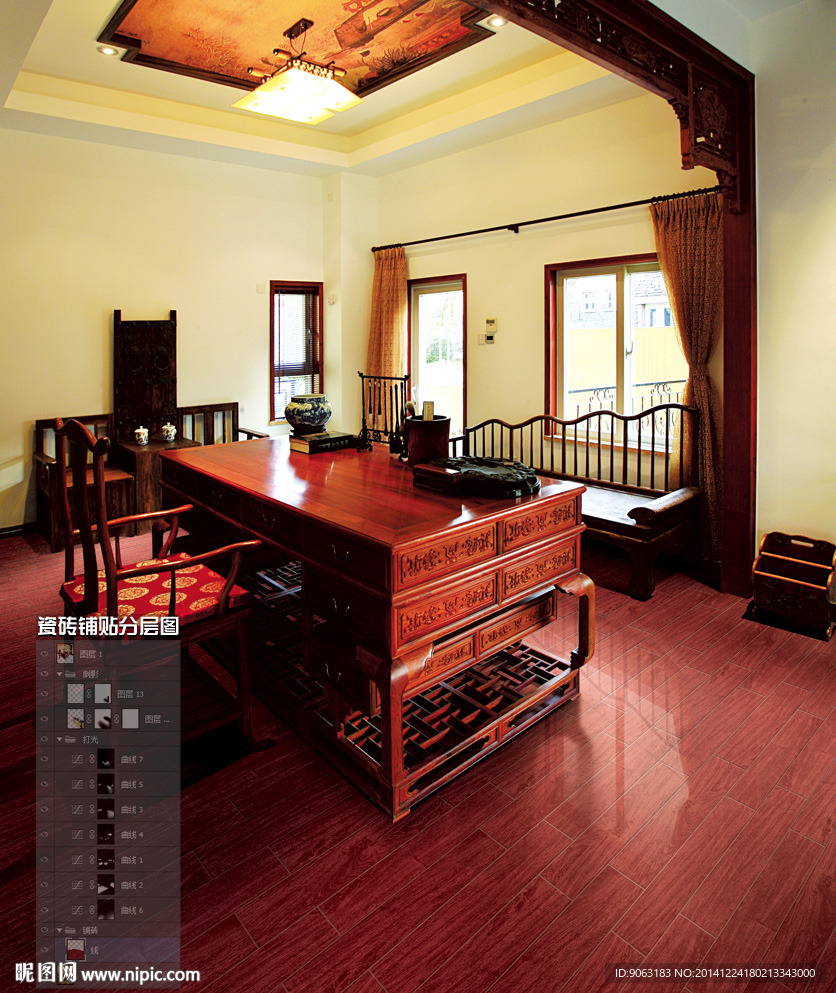 办公室瓷砖铺贴分层