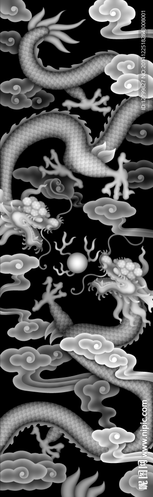 精品双龙灰度图