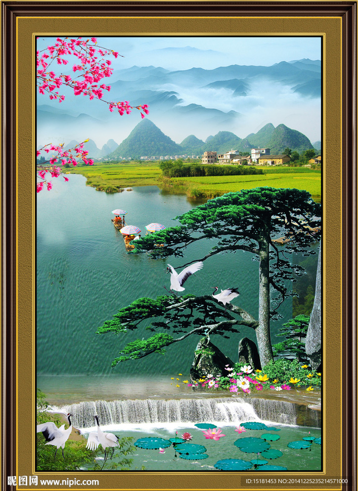 迎客松风景画