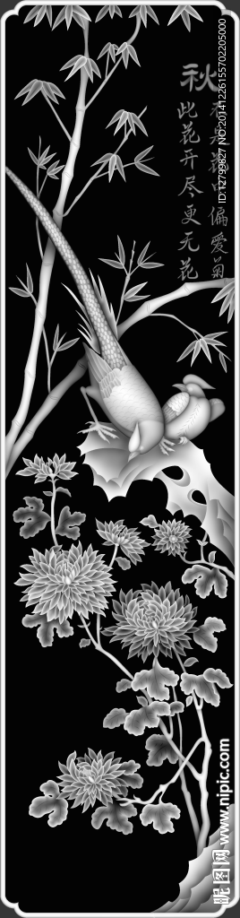 四季花鸟灰度图