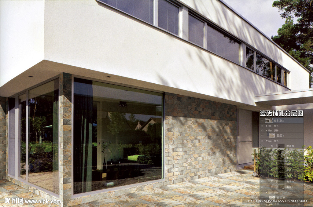 别墅瓷砖铺贴分层