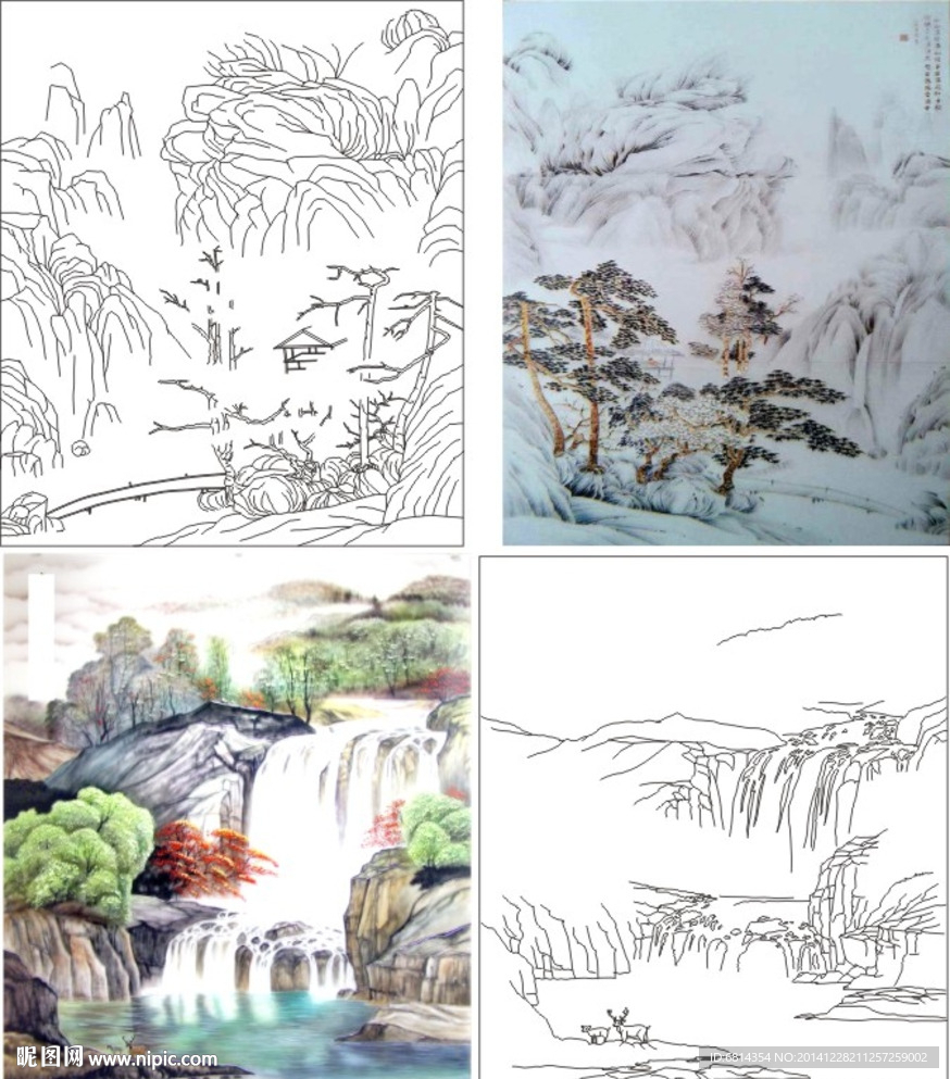 山水 风景 艺术玻璃