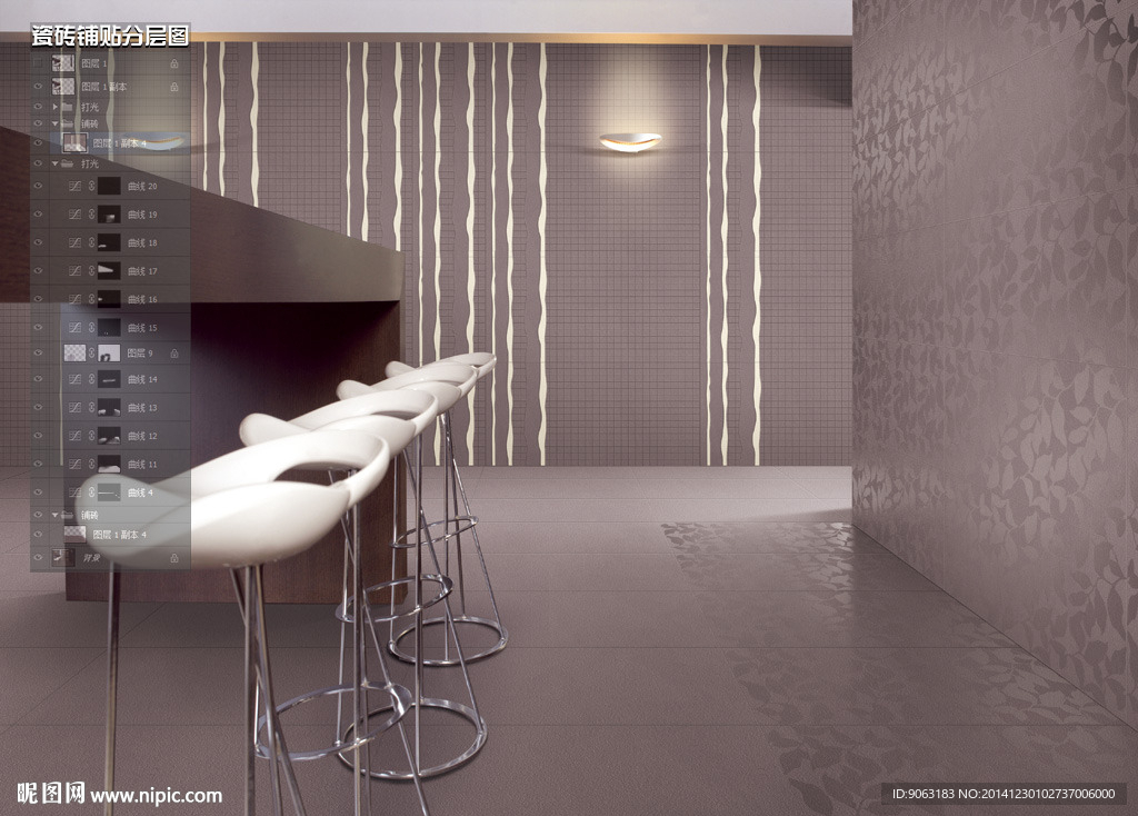 工装瓷砖铺贴分层