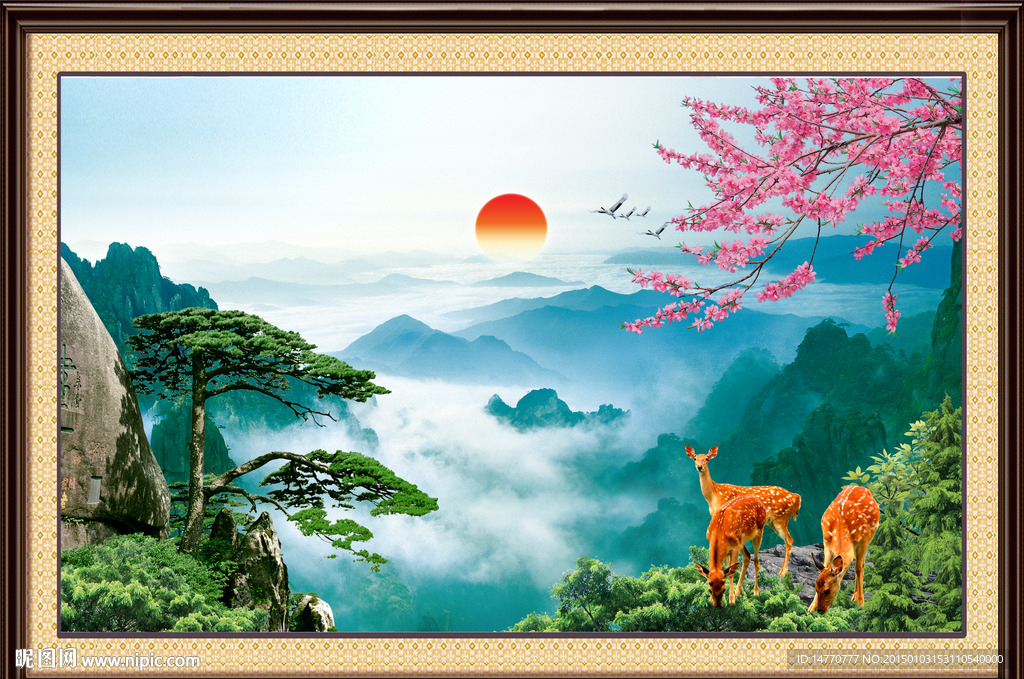 风景画迎客松
