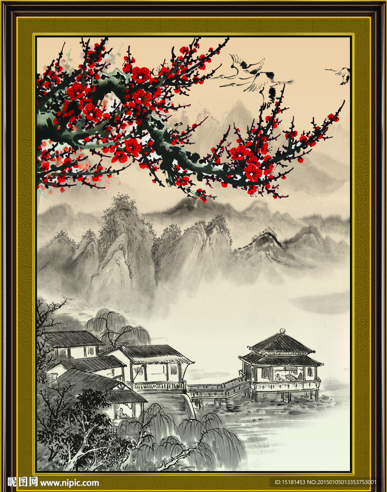 国画梅花意境图