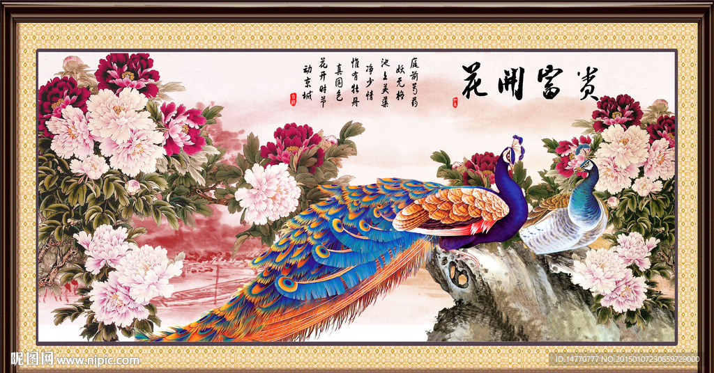 花开富贵孔雀