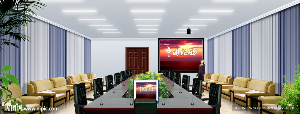 会议室 装修效果图 灰色