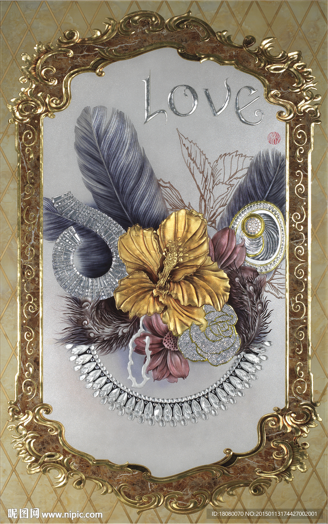 富贵 镶钻图 高端 工笔 欧式