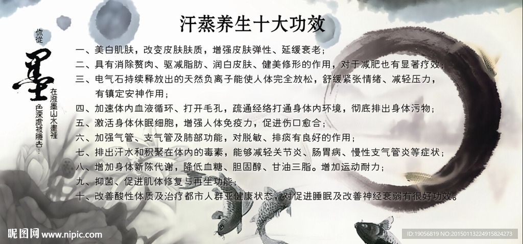 水墨汗蒸养生十大功效展板