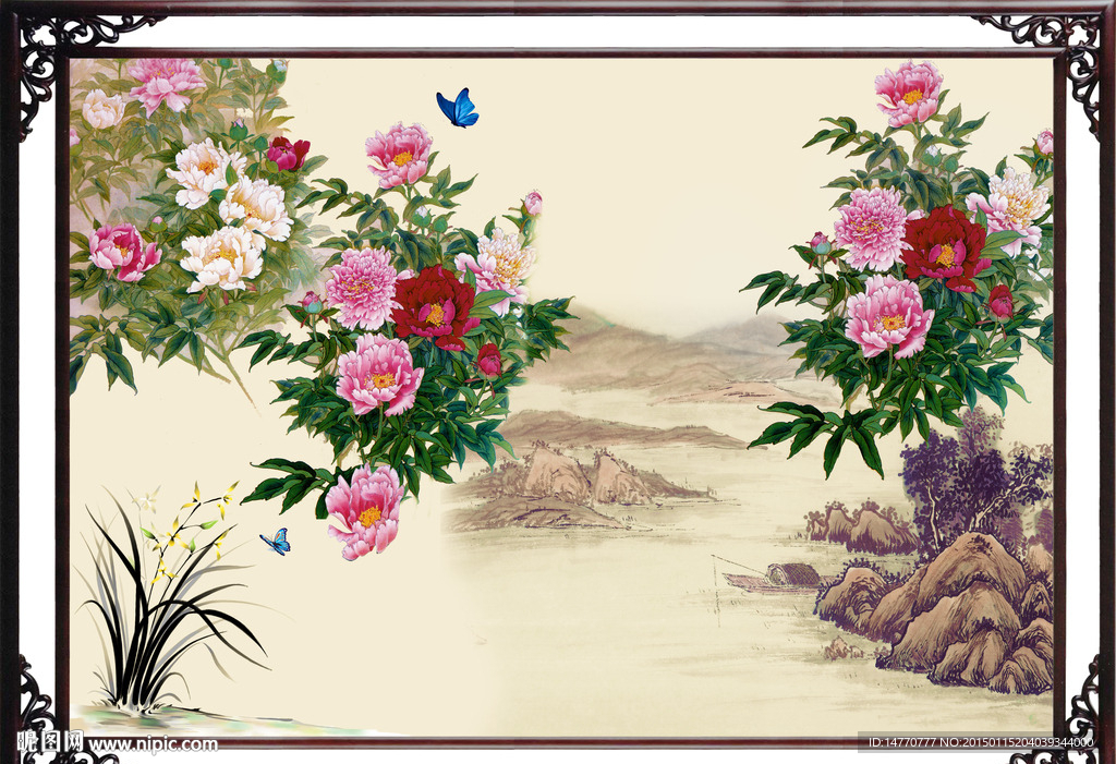 花开富贵风景画