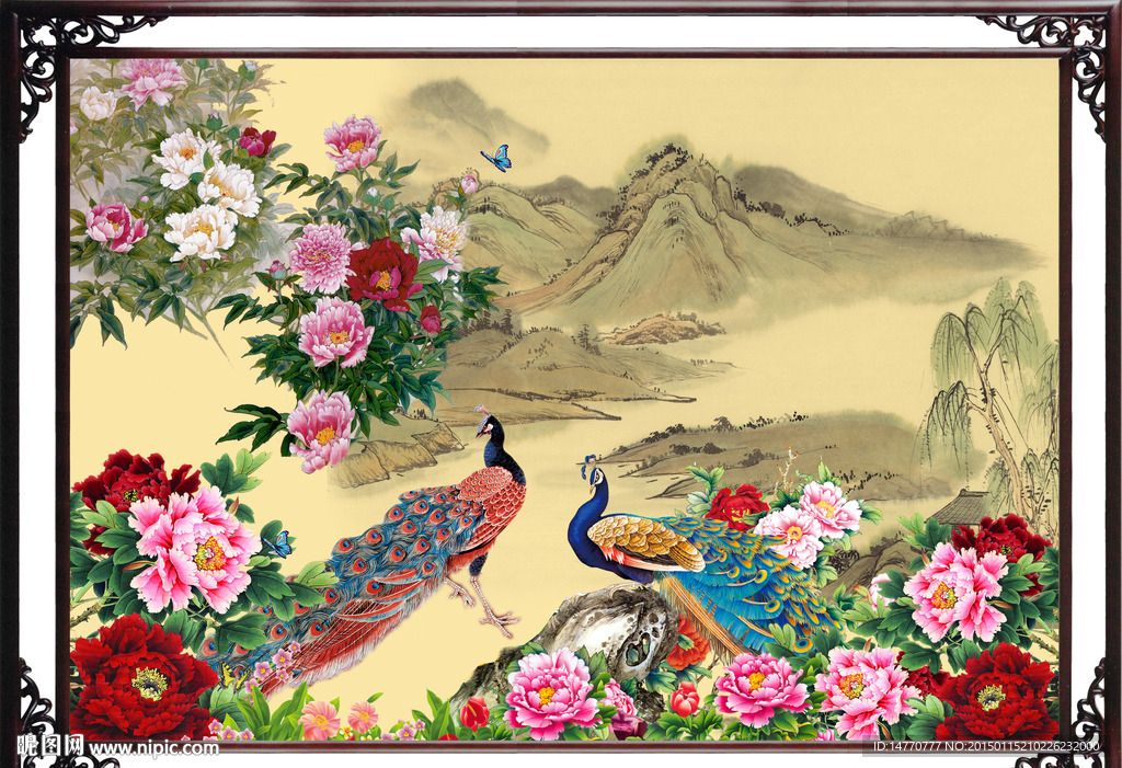孔雀风景图