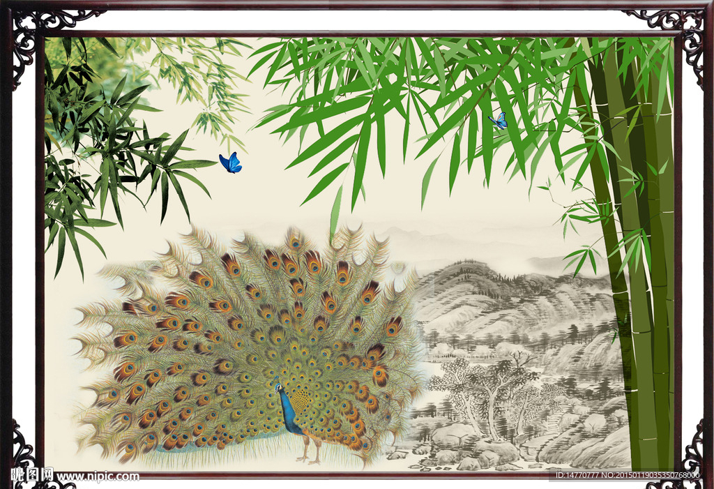 竹子花鸟图