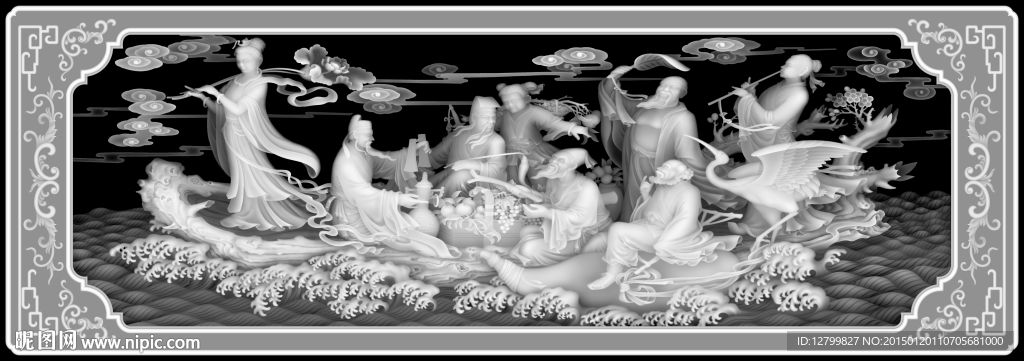 八仙灰度图