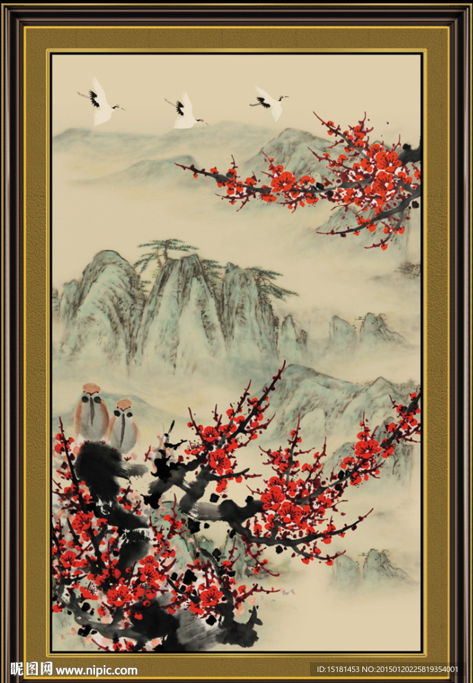 国画梅花装饰画
