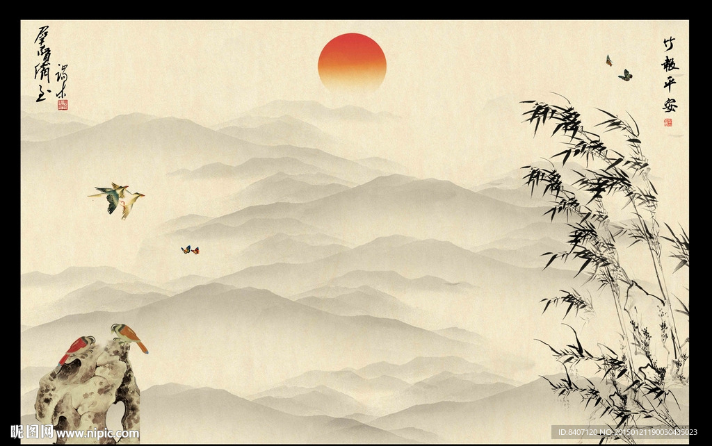竹子国画