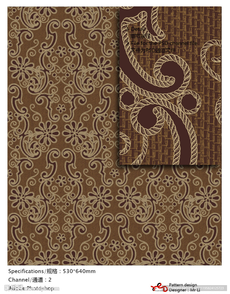 欧式花纹墙纸布艺 通道分层图图