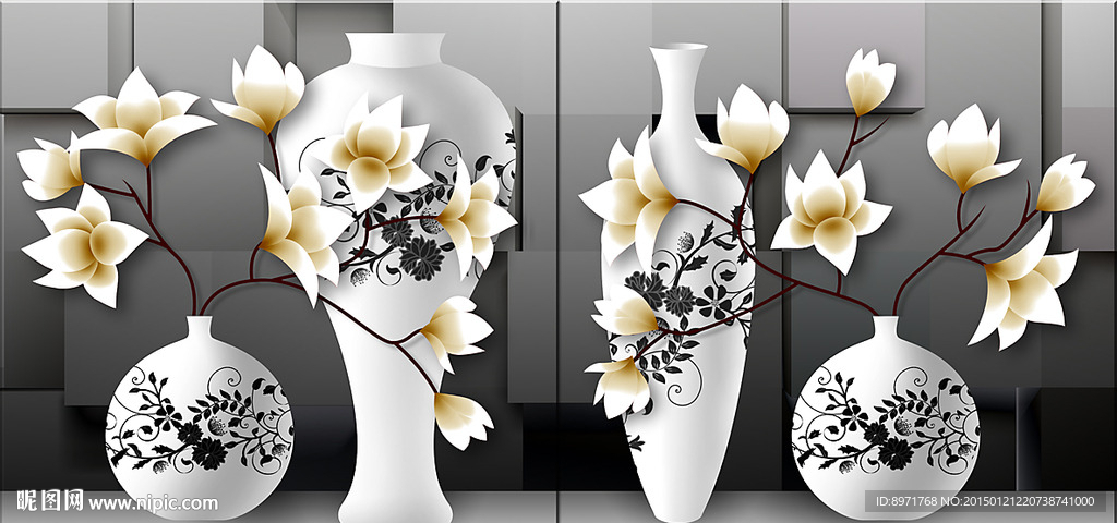 3D玉兰花无框画