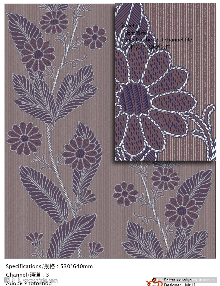 欧式花纹 墙纸布艺 通道分色