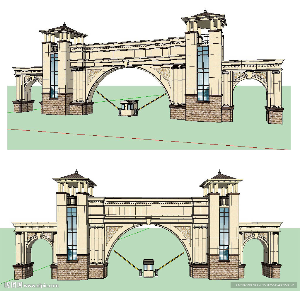 欧式小区大门sketchup