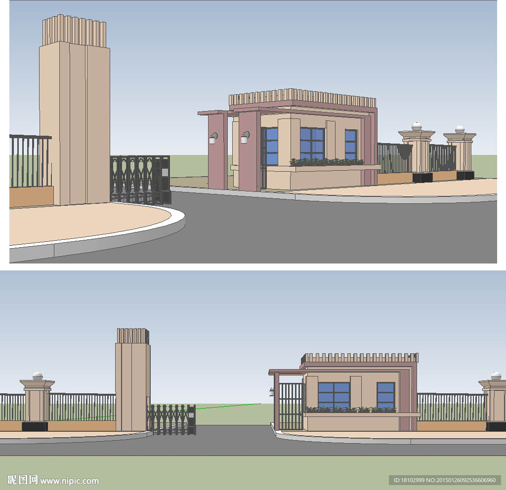 工厂入口大门草图大师SU模型