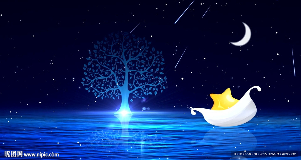星空月亮小树婚礼led素材