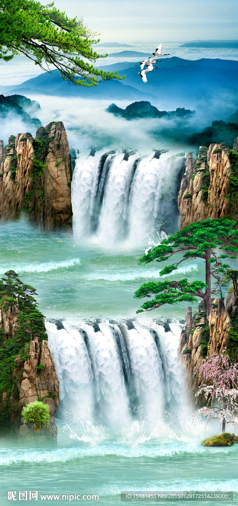 流水生财风景画