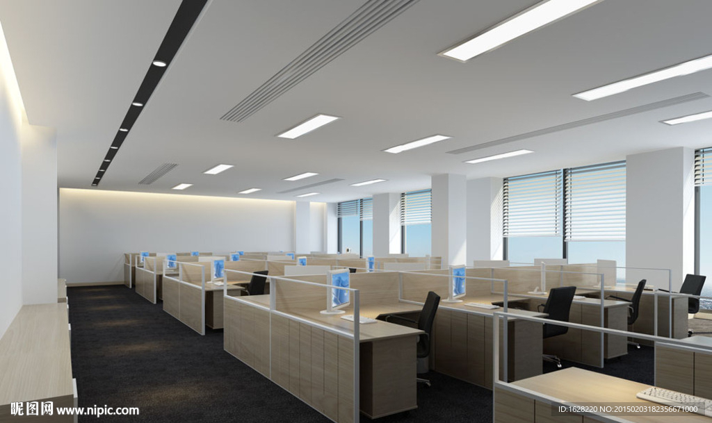 开敞办公室效果图