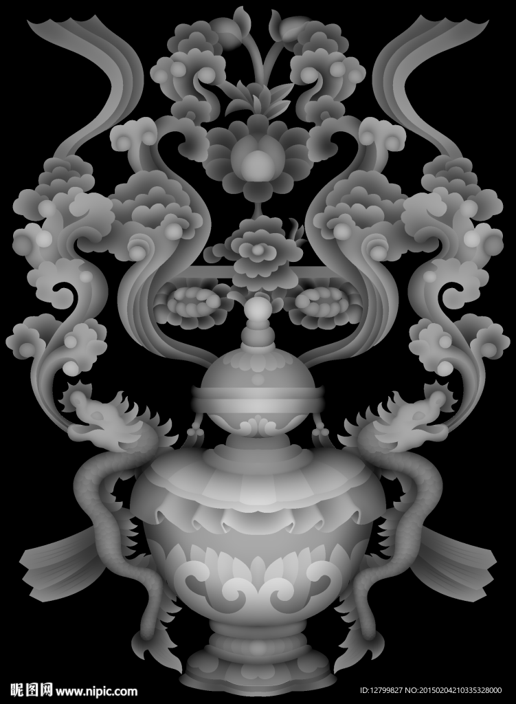 八仙八宝灰度图