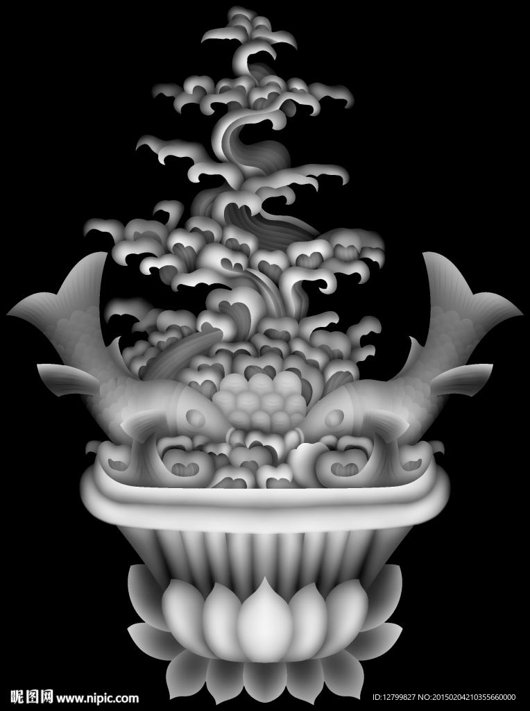 八仙八宝灰度图