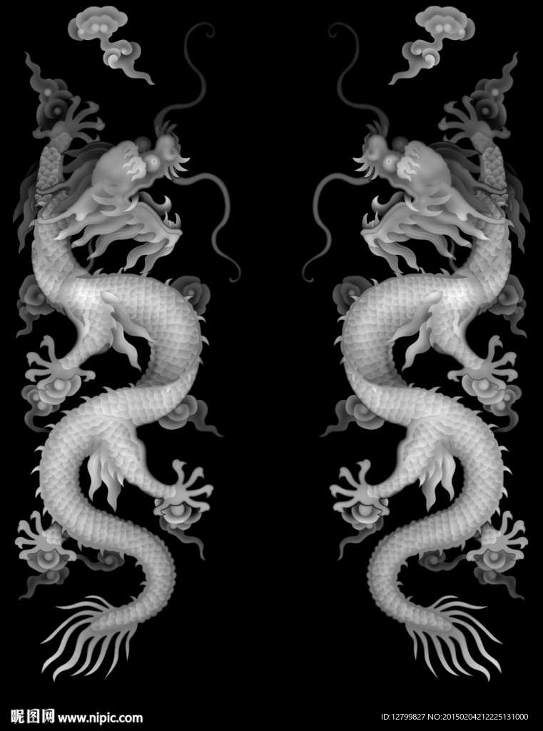 双龙灰度图