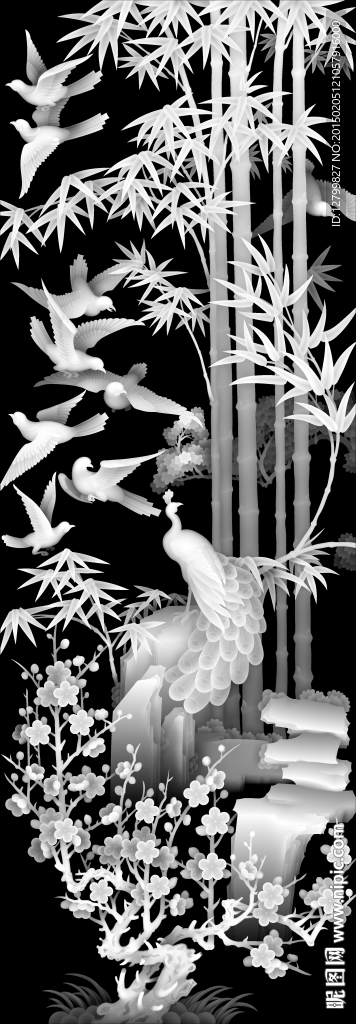 竹鸟灰度图