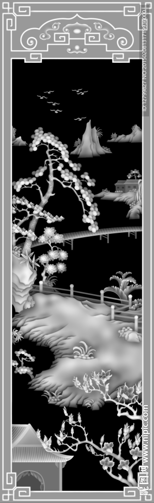 山水灰度图