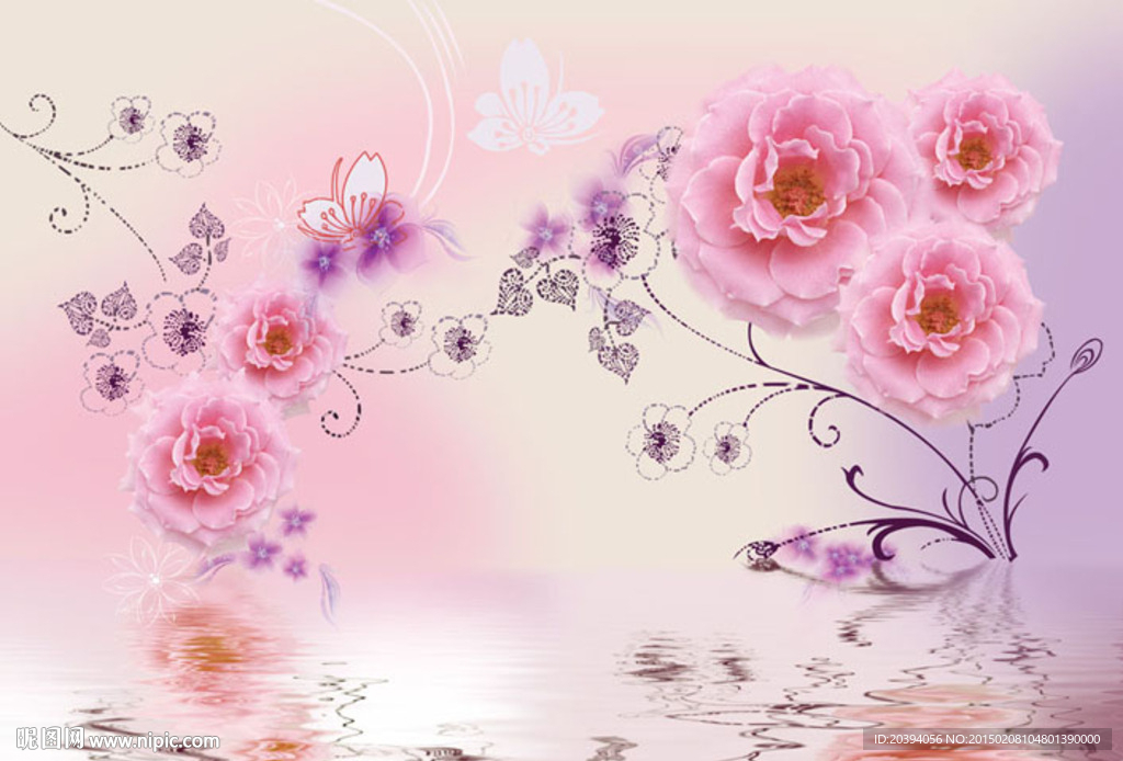 菊花叶子电视背景墙