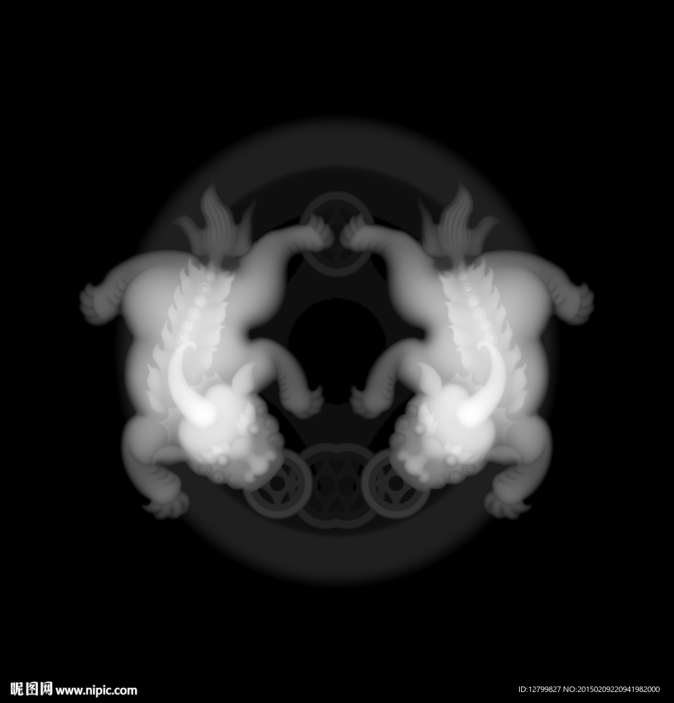 双招财貔貅灰度图