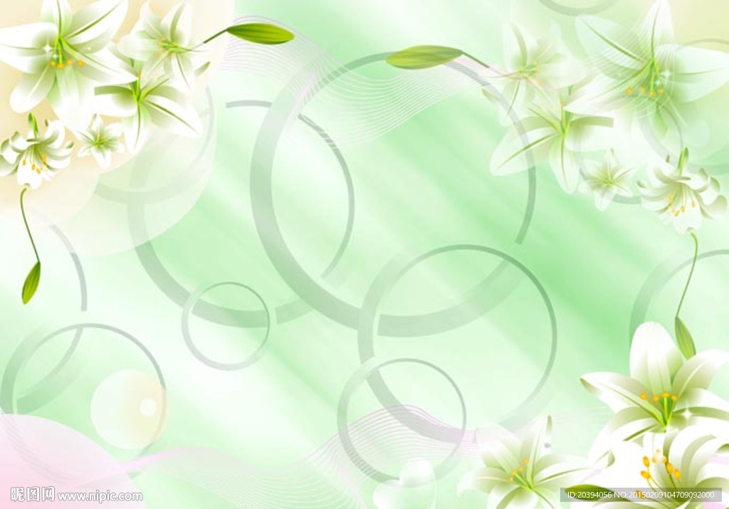 3D百合圆环背景