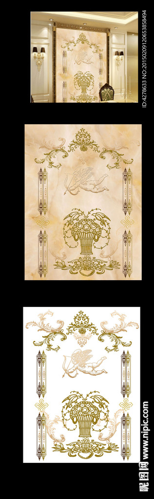 天使欧式花纹背景墙