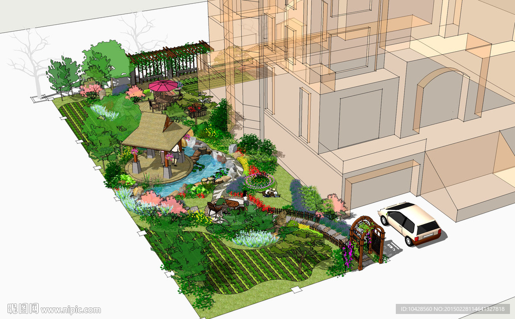 私人庭院景观SU草图大师模型