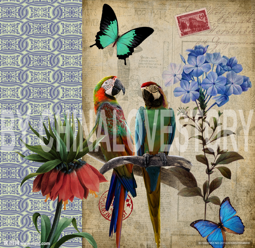 欧美风格花鸟装饰画