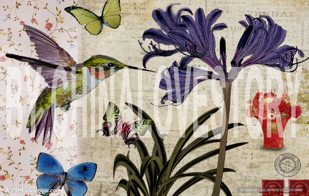 欧美风格花鸟装饰画